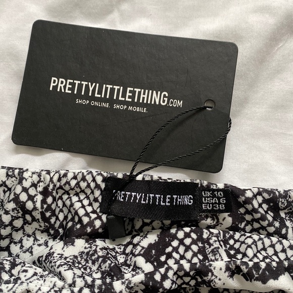 Pretty Little Thing black white snakeskin print bikini bottom 6 - Picture 2 of 7